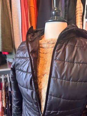 Black Quilted Hooded Puffer Jacket